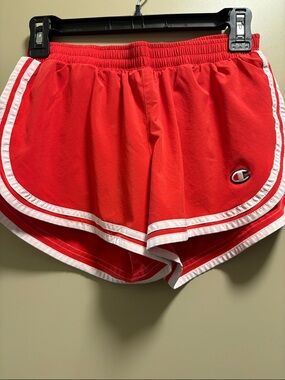 Champion Red Athletic Shorts with White Trim